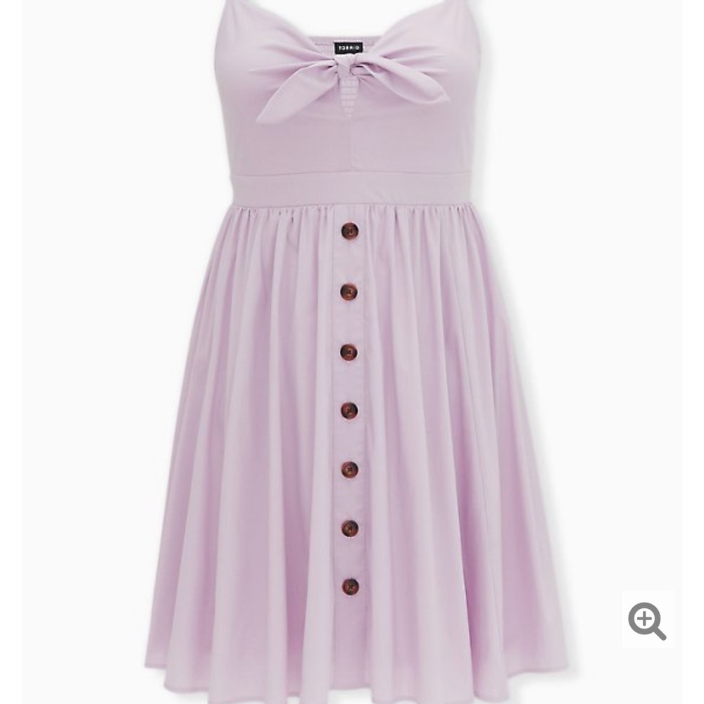 lilac poplin button tie front dress